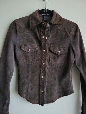 Bebe Vintage Suede Snap Button Jacket Size XS